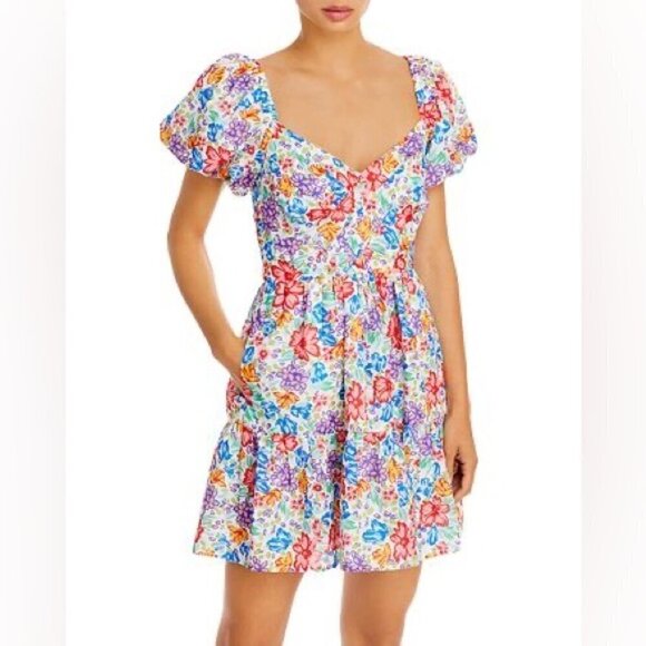 Aqua Dresses & Skirts - AQUA Floral Puff Sleeve Dress